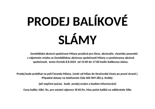 Prodej balíkové slámy Mžany