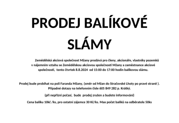 Prodej balíkové slámy Mžany